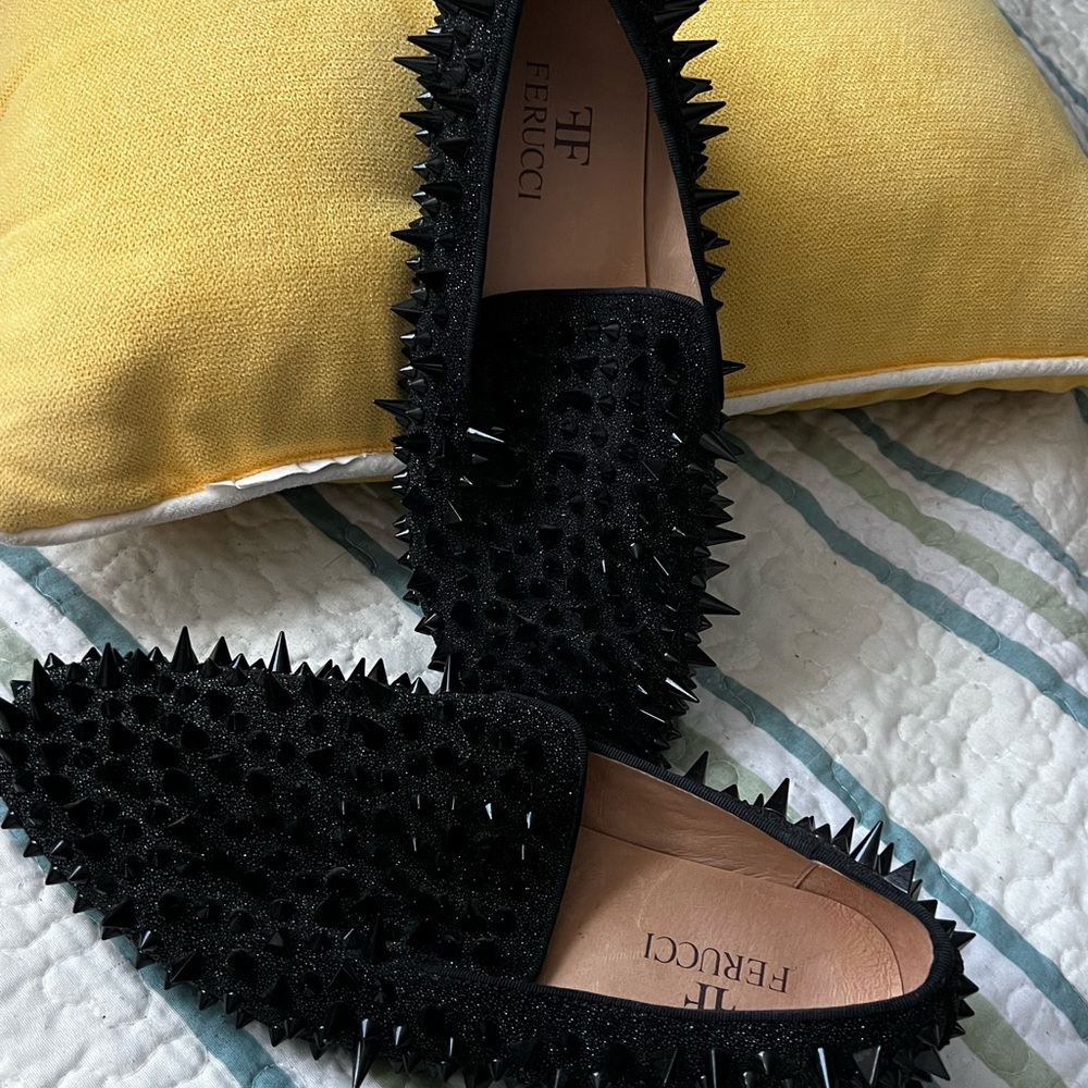 Ferucci Men’s Loafers with Spike Details and Red Soles